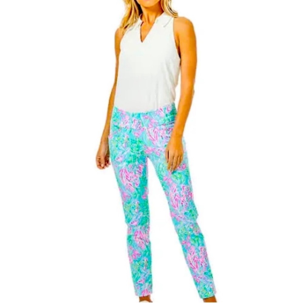 Lilly Pulitzer Corso Pant UPF 50+ Amalfi Blue Best Fishes Golf NWT Size 2